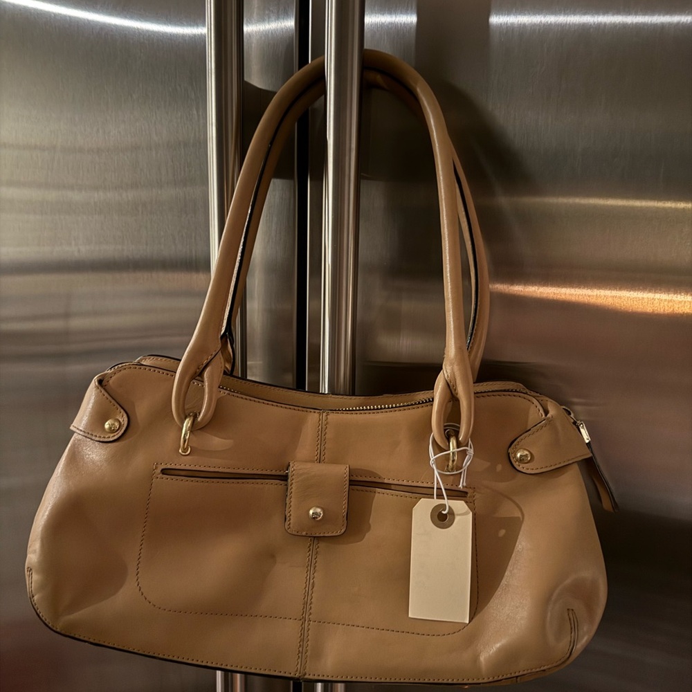 Monsac Tan Shoulder Bag High-Quality Leather Timeless Design - Picture 1 of 4